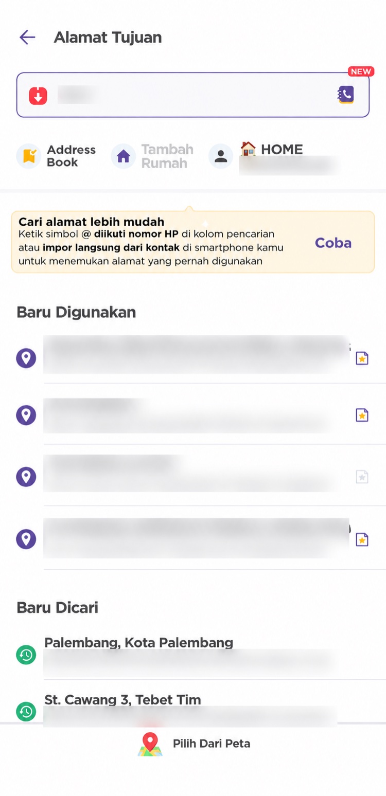 Isi alamat tujuan paket di aplikasi Paxel